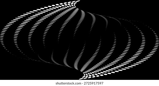 Plantilla de flujo matemático para la presentación. Líneas emisoras de luz que resaltan la regularidad en el espacio de las partículas. Ordenada ciencia sinusoidal. Procesamiento de un flujo de datos Grande

