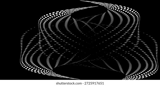 Plantilla de flujo matemático para la presentación. Líneas emisoras de luz que resaltan la regularidad en el espacio de las partículas. Ordenada ciencia sinusoidal. Procesamiento de un flujo de datos Grande

