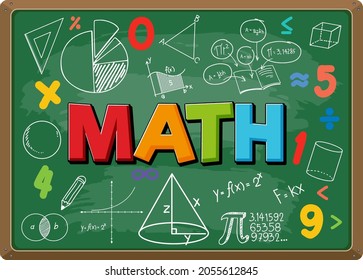 Math font with formula on blackboard illustration