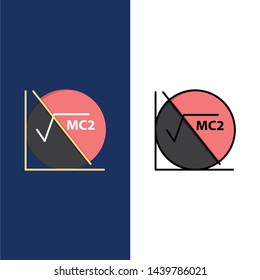 Math, Formula, Math Formula, Education  Icons. Flat and Line Filled Icon Set Vector Blue Background
