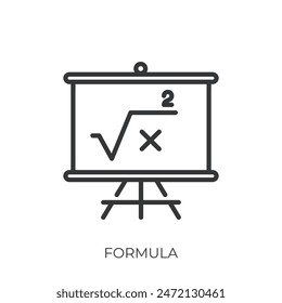 Math formula icon. Line single icon on transparent background