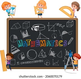 Math formula on blackboard isolated illustration