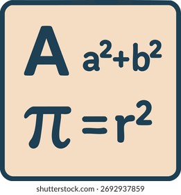 Icono de fórmulas matemáticas que representa la educación y el conocimiento