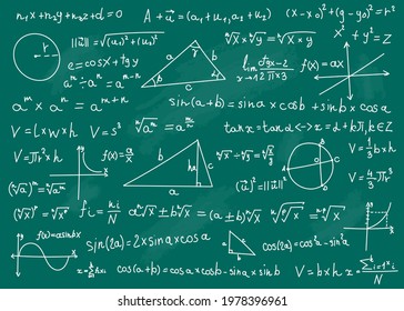 Math Formulas Mathematical Formulas On Green Stock Vector (Royalty Free ...