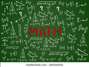 Math formulas on blackboard , banner math
