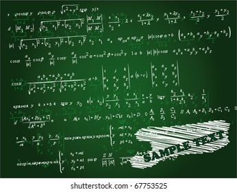 Math Formulas On The Green Slate Background