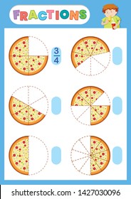 Fractions Pizza Eduation Poster Illustration Stock Vector (Royalty Free ...