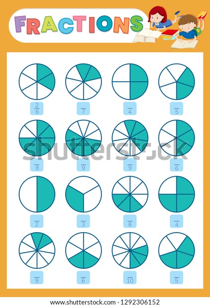 Math Fraction Worksheet Illustration Stock Vector (Royalty Free ...