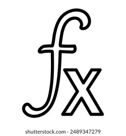 Math function icon Vector symbol or sign set collection in black and white outline