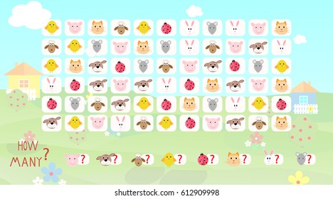 Math game calculate the animals vector