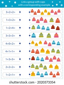 Math game for children. Connect rectangles to objects with matching examples