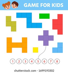 Math Game for children task for the development of logical thinking. Puzzle game with colorful details. Education developing worksheet. Vector illustration