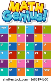 Math game design with numbers in color blocks illustration