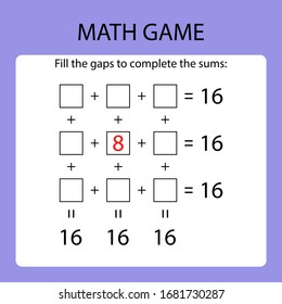 Math Game Hint Fill Gaps Complete Stock Vector (Royalty Free ...