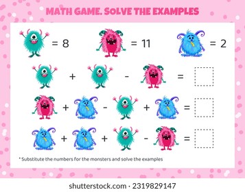 Mathe-Spiel für Kinder. Addition und Subtraktion.