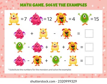 Juego de matemáticas para niños. Adición y sustracción.