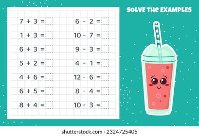 Juego de matemáticas para niños. Adición y sustracción. 