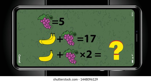 math game for kids and adults. Task with numbers. Intellectual rebus. Vector