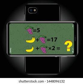 math game for kids and adults. Task with numbers. Intellectual rebus. Vector