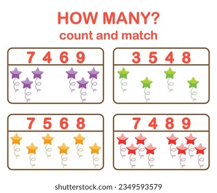 Juego de matemáticas para niños. Cuenta globos coloridos. Hojas de cálculo imprimibles.