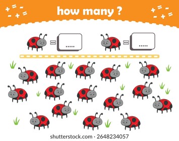 Math game for kids. Count how many animals are turned left and how many are turned right. Vector Illustration