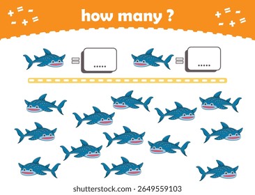 Jogo de matemática para crianças. Contar quantos animais são virados à esquerda e quantos são virados à direita. Ilustração de vetor