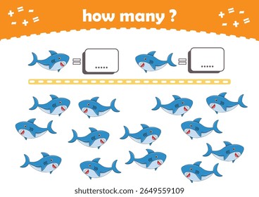 Jogo de matemática para crianças. Contar quantos animais são virados à esquerda e quantos são virados à direita. Ilustração de vetor