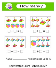 Juego de matemáticas para niños. Actividad de la hoja de cálculo preescolar. Hoja de cálculo imprimible.