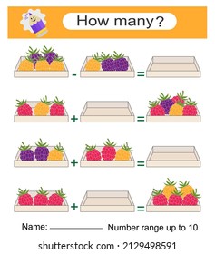 Math game for kids. Preschool worksheet activity. Printable worksheet.