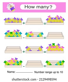 Mathe-Spiel für Kinder. Aktivität des vorschulischen Arbeitsblattes. Druckbares Arbeitsblatt.