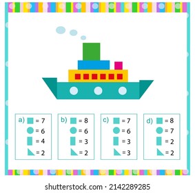 Math game for kıds. Need to find the correct answer. Practice worksheet. Vector illustration. Flat style design.(Answer is b).