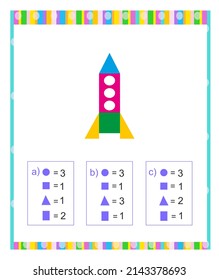 Math game for kıds. Need to find the correct answer. Practice worksheet. Vector illustration. Flat style design.(Answer is b).