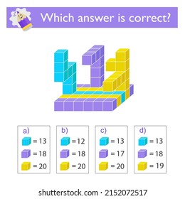 Math game for kıds. Need to find the correct answer. Practice worksheet. Vector illustration. (Answer is a).