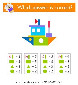 Math game for kıds. Need to find the correct answer. Practice worksheet. Vector illustration. Flat style design. Answer is C.