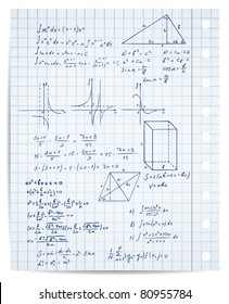 math and geometry on copybook page vector set