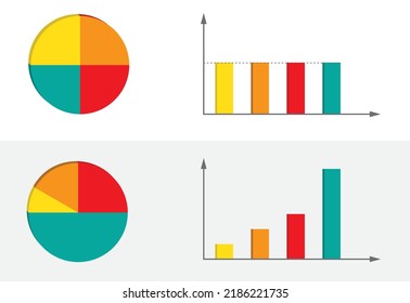 Math and geometry pie and column chart. 90 degree and progressive scale graphic design. vector, illustrator, eps 10. 