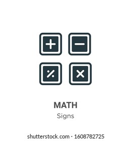 Math glyph icon vector on white background. Flat vector math icon symbol sign from modern signs collection for mobile concept and web apps design.