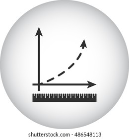 Math graphic with coordinates with ruler symbol sign simple icon on background