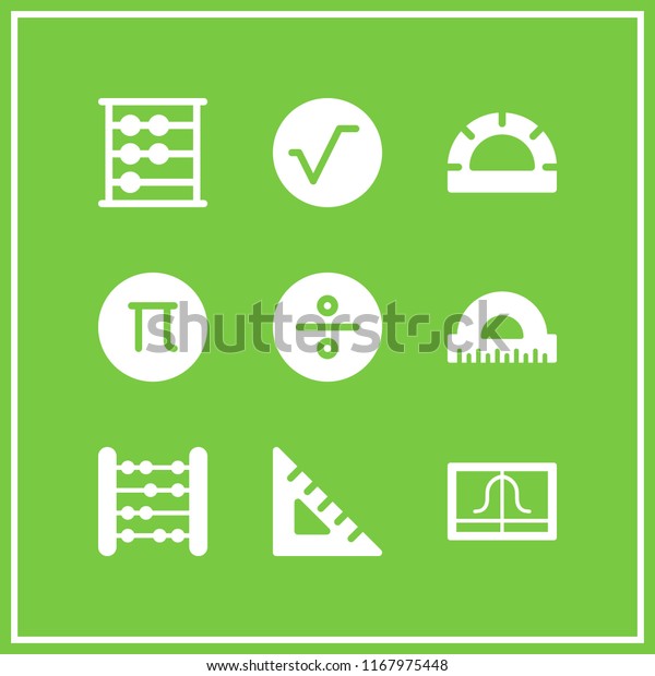 math icon. 9 math vector set. gaussian function,\
protractor, abacus and square root icons for web and design about\
math theme
