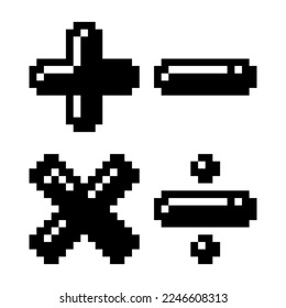 Math icon black-white vector pixel art icon