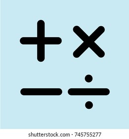 math icon, blue background, black