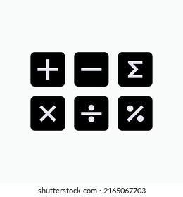 Math Icon. Calculator, Calculation Symbol - Vector.