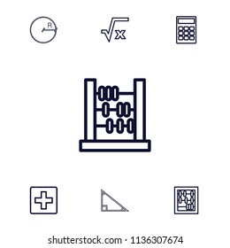 Math icon. collection of 7 math outline icons such as plus, abacus, square root, calculator, triangle. editable math icons for web and mobile.