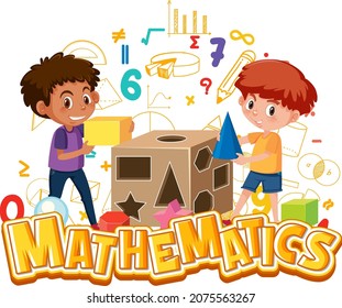 Mathematik-Symbol mit Kindern und Mathematik-Werkzeugen - Illustration