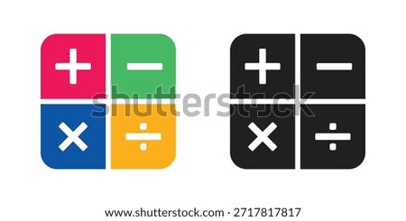 Math Icon set. Plus, Minus, Multiply, Divide icons symbol, Math and education flat icon illustration