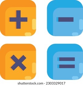 Math icon. Math symbol. Illustration for children book or math learning book and flash card. A simple flat vector design.