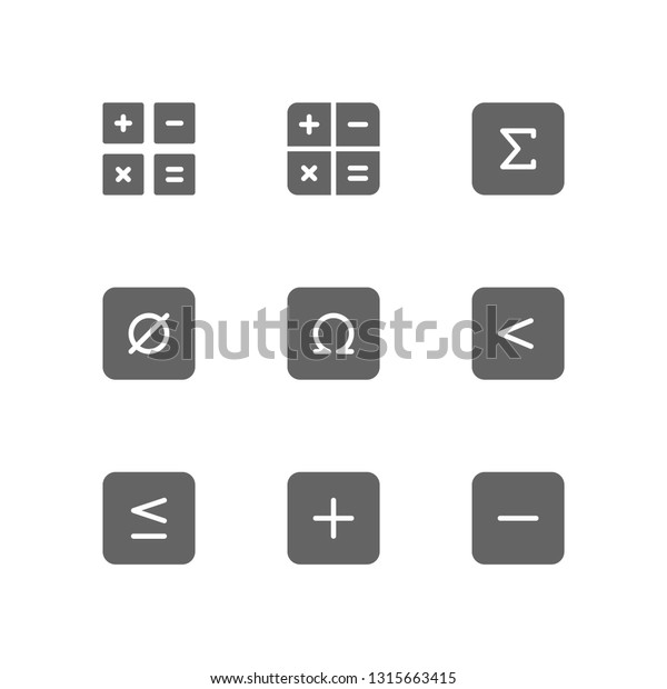 Math
icon symbol including plus, minus, equation, calculator, sigma,
omega, formula, less than, mathematic,
arithmetic
