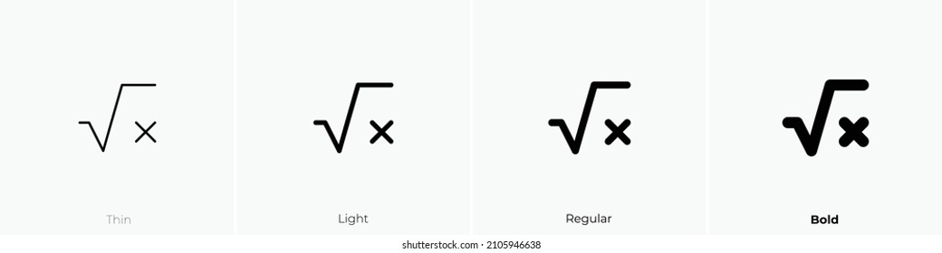 math icon. Thin, Light Regular And Bold style design isolated on white background