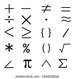 Math icon vector set. mathematical calculations symbol illustration collection.