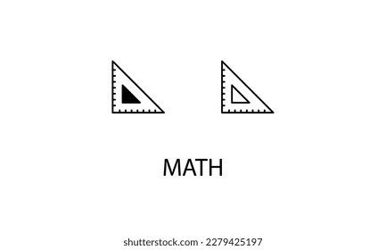 Iconos matemáticos con un icono de contorno de 2 estilos, icono de glifo, material vectorial